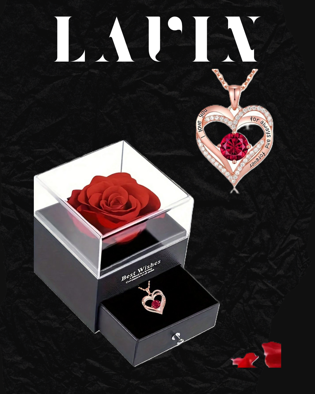 ÇEKMECELİ SÜRPRİZ KUTULU & 925 AYAR GÜMÜŞ KOLYE SETİ